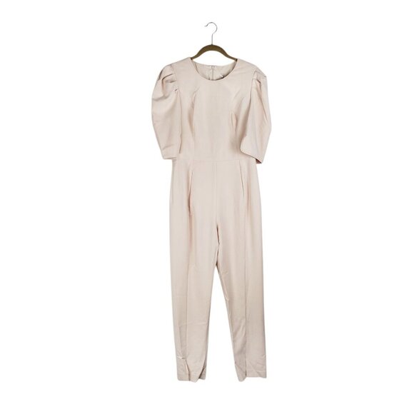 NWT Black Halo Russo Jumpsuit Puff Shoulder Short Sleeve Blush Size 10 - Picture 1 of 14